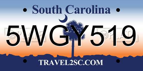 5WGY519 South Carolina License Plate