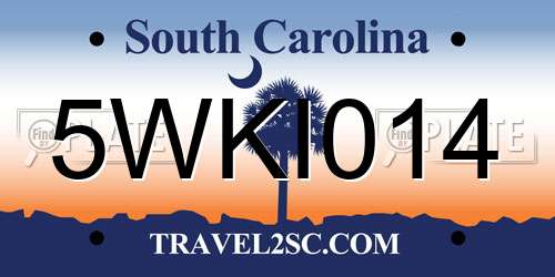5WKI014 South Carolina License Plate