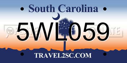 5WL059 South Carolina License Plate