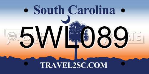 5WL089 South Carolina License Plate