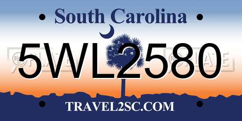 5WL2580 South Carolina License Plate