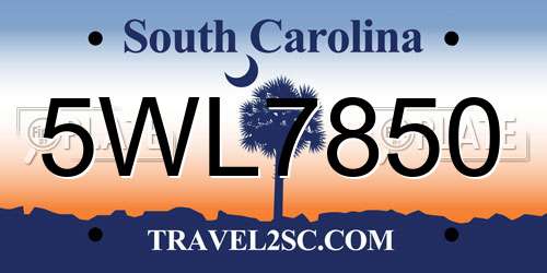 5WL7850 South Carolina License Plate