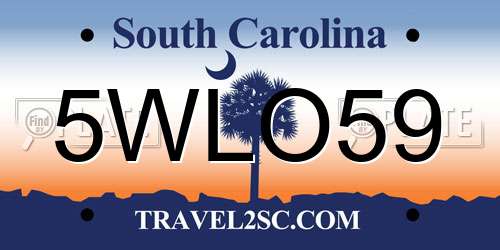 5WLO59 South Carolina License Plate