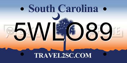 5WLO89 South Carolina License Plate