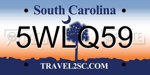 5WLQ59 South Carolina License Plate