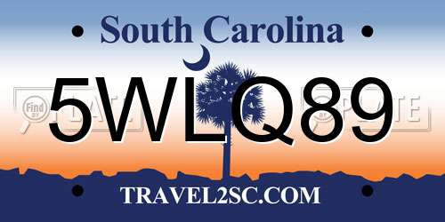 5WLQ89 South Carolina License Plate