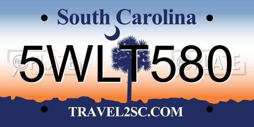 5WLT580 South Carolina License Plate