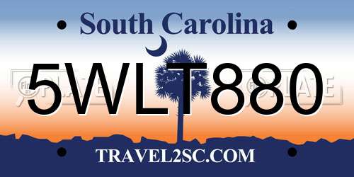 5WLT880 South Carolina License Plate