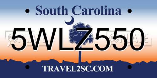 5WLZ550 South Carolina License Plate