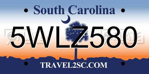5WLZ580 South Carolina License Plate