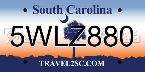 5WLZ880 South Carolina License Plate