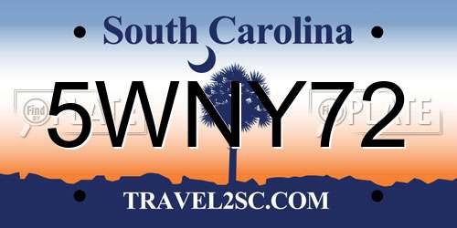 5WNY72 South Carolina License Plate