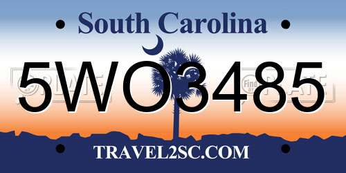 5WO3485 South Carolina License Plate