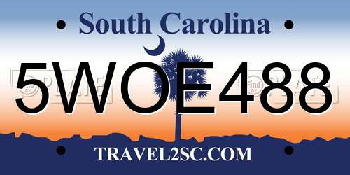 5WOE488 South Carolina License Plate