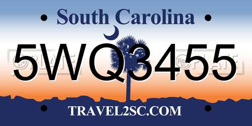 5WQ3455 South Carolina License Plate