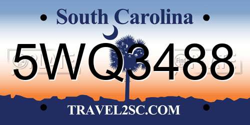 5WQ3488 South Carolina License Plate