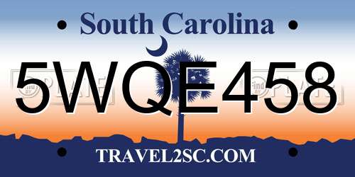 5WQE458 South Carolina License Plate