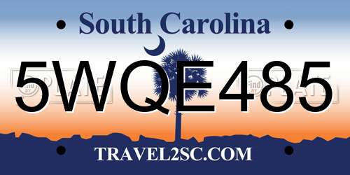 5WQE485 South Carolina License Plate