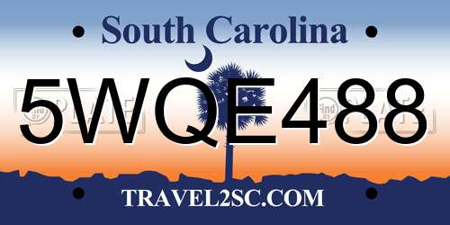 5WQE488 South Carolina License Plate