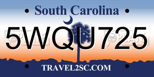 5WQU725 South Carolina License Plate