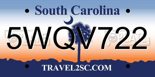 5WQV722 South Carolina License Plate