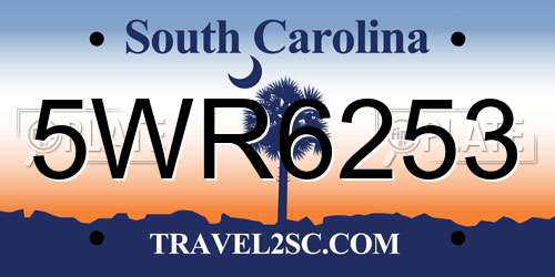 5WR6253 South Carolina License Plate