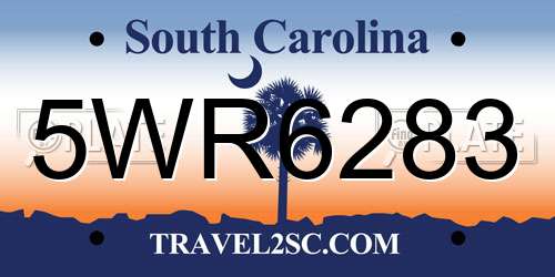 5WR6283 South Carolina License Plate