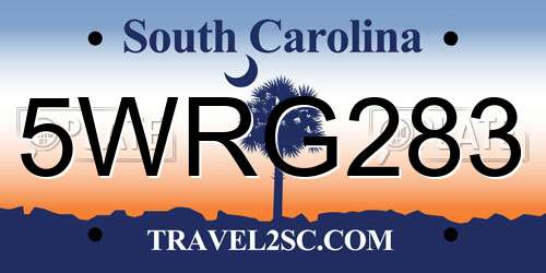 5WRG283 South Carolina License Plate
