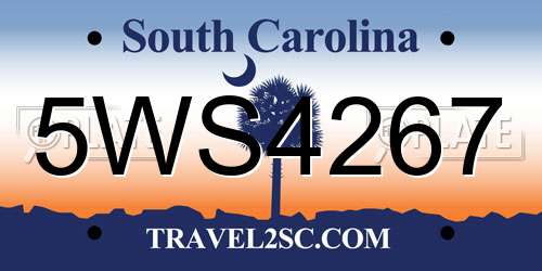 5WS4267 South Carolina License Plate