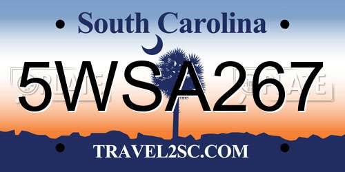 5WSA267 South Carolina License Plate