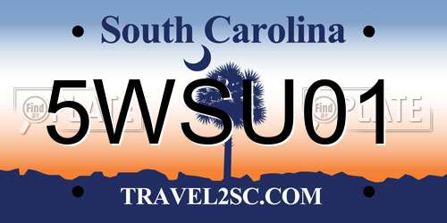 5WSU01 South Carolina License Plate