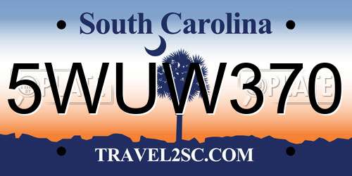 5WUW370 South Carolina License Plate
