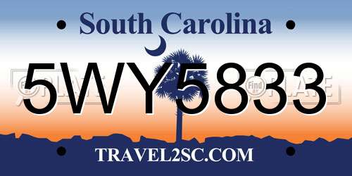 5WY5833 South Carolina License Plate