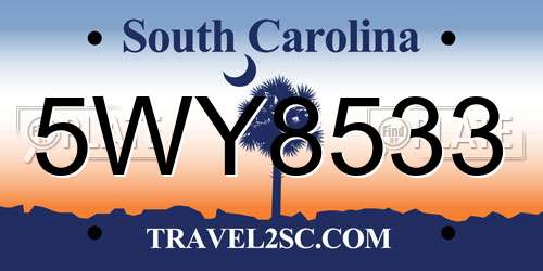 5WY8533 South Carolina License Plate