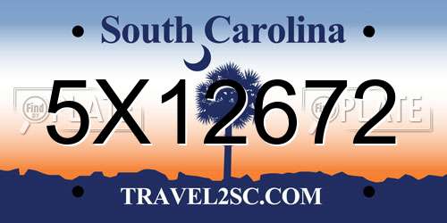 5X12672 South Carolina License Plate