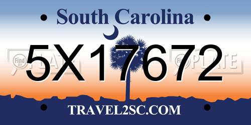 5X17672 South Carolina License Plate