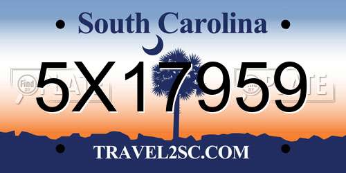 5X17959 South Carolina License Plate