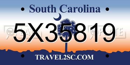 5X35819 South Carolina License Plate