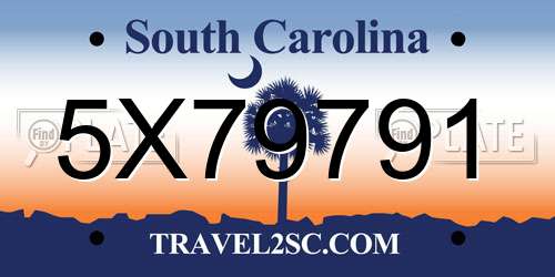 5X79791 South Carolina License Plate