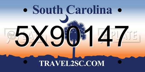 5X90147 South Carolina License Plate