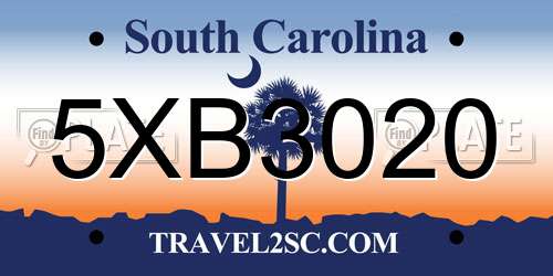 5XB3020 South Carolina License Plate