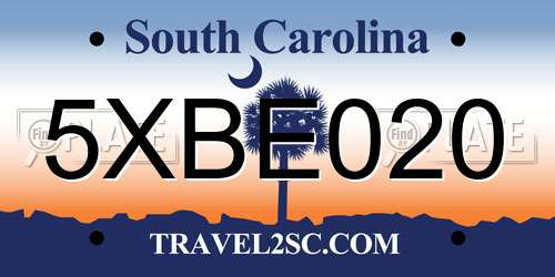 5XBE020 South Carolina License Plate