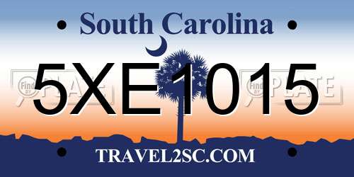 5XE1015 South Carolina License Plate