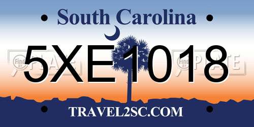 5XE1018 South Carolina License Plate