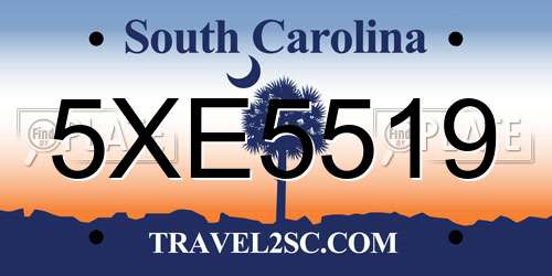 5XE5519 South Carolina License Plate