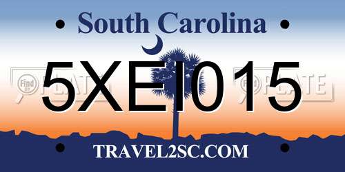 5XEI015 South Carolina License Plate