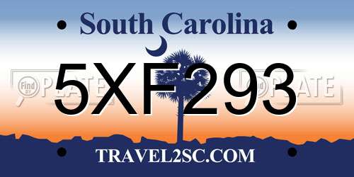 5XF293 South Carolina License Plate