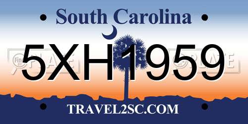 5XH1959 South Carolina License Plate
