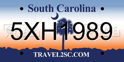 5XH1989 South Carolina License Plate