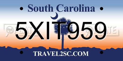 5XIT959 South Carolina License Plate